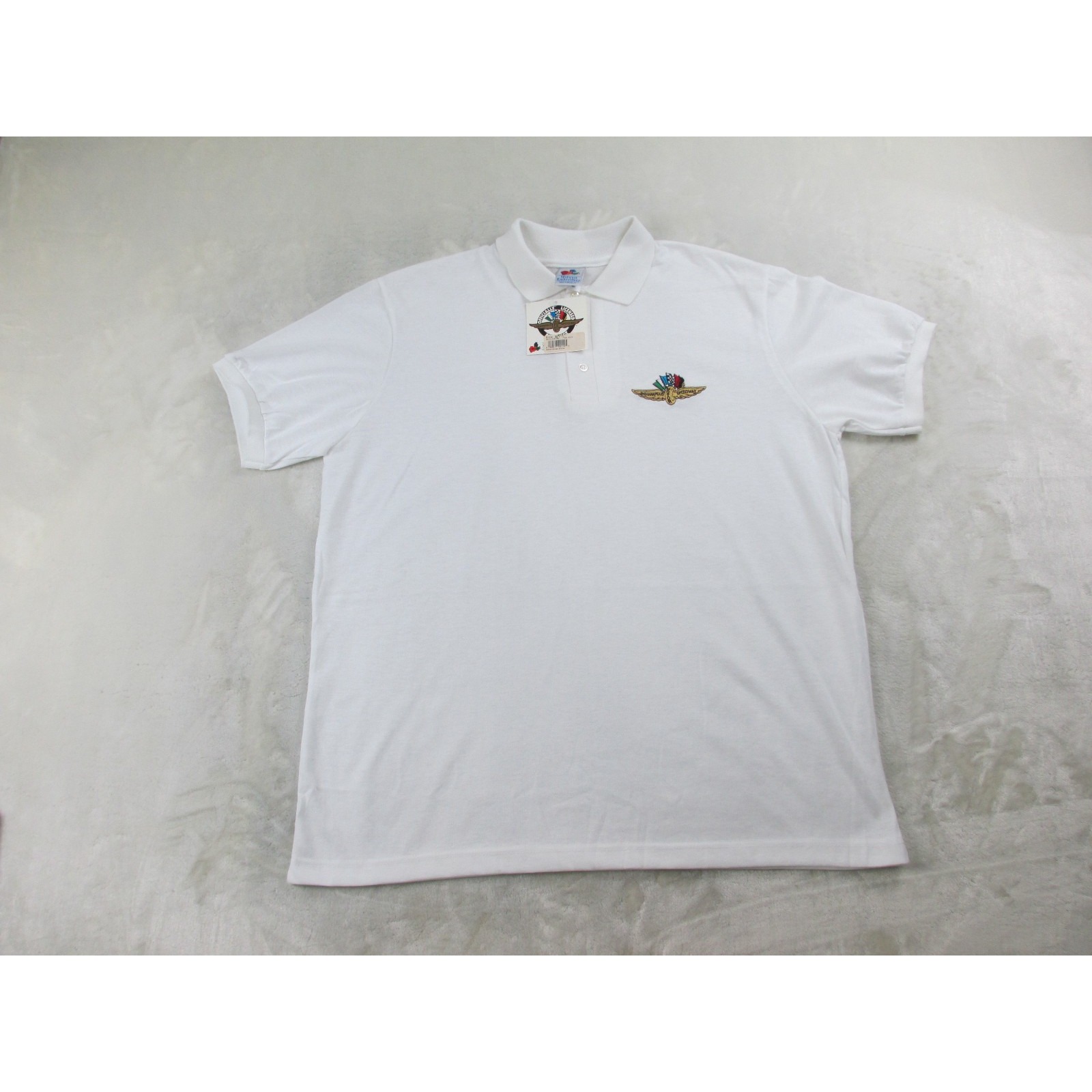 New Vintage Indianapolis Motor Speedway Polo Shirt Mens Large White Racing